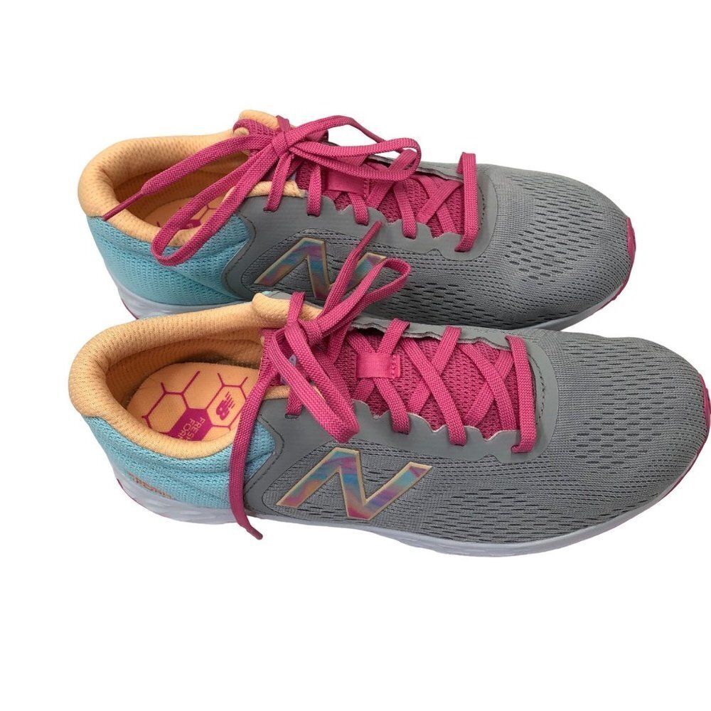 New Balance Arishi v2 Girls Sneakers Size 7 Wide Big Kid Gray Blue Pink Athletic